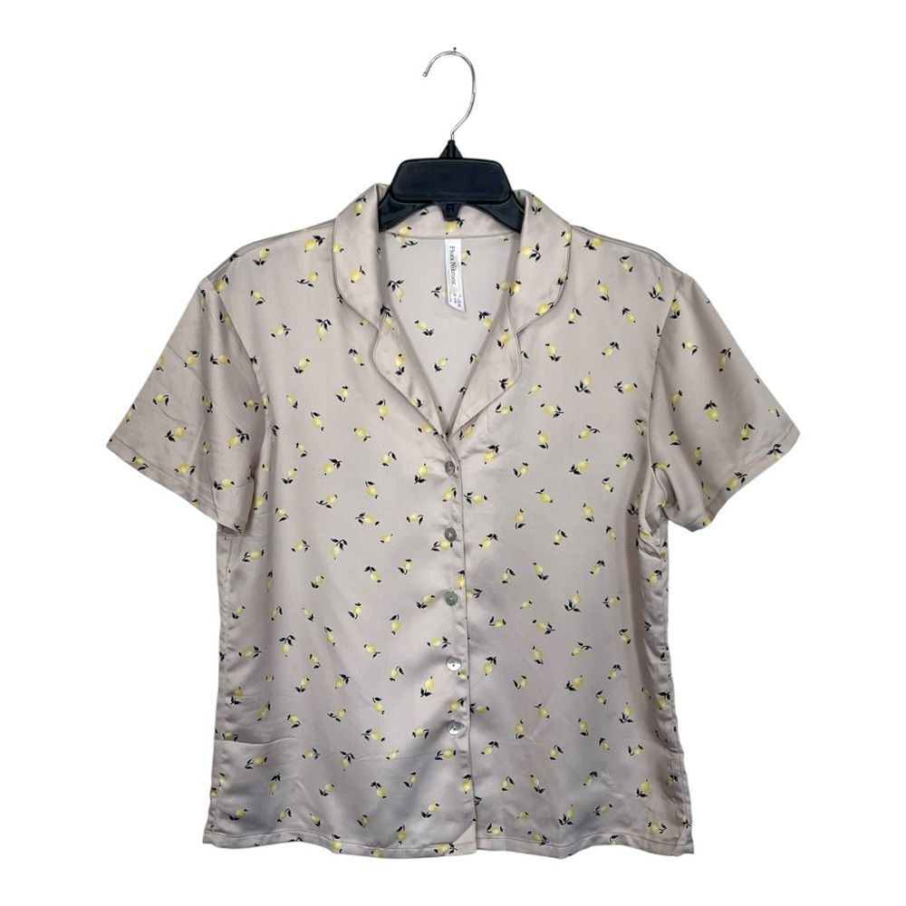 Flora Nikrooz | Katrina Lemon Pajama Satin‎ Top Size M - Picture 3 of 6